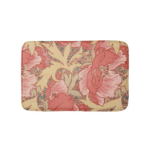 William Morris Poppies Floral Art Nouveau Pattern Badmat