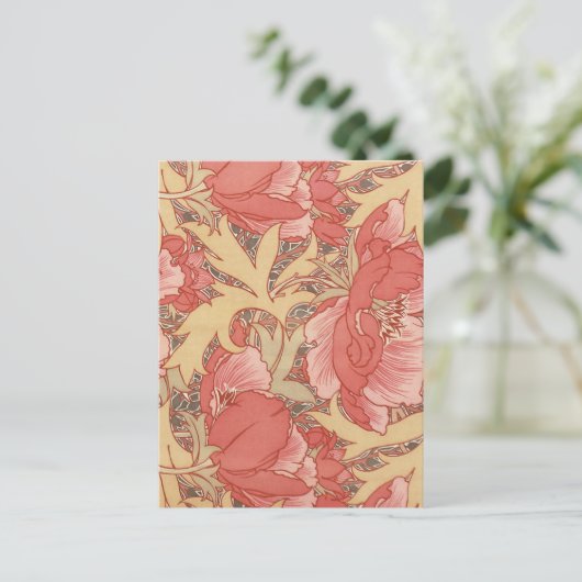 William Morris Poppies Floral Art Nouveau Pattern Briefkaart (Staand voorkant)