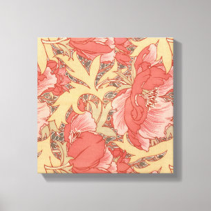 William Morris Poppies Floral Art Nouveau Pattern Canvas Afdruk
