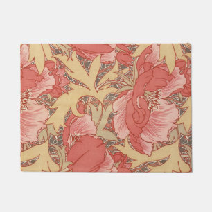 William Morris Poppies Floral Art Nouveau Pattern Deurmat