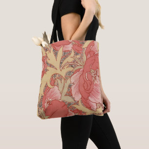 William Morris Poppies Floral Art Nouveau Pattern Draagtas