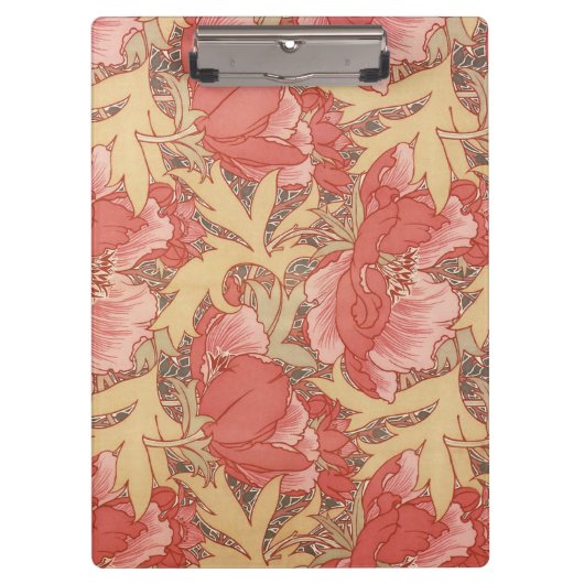William Morris Poppies Floral Art Nouveau Pattern Klembord (Voorkant)