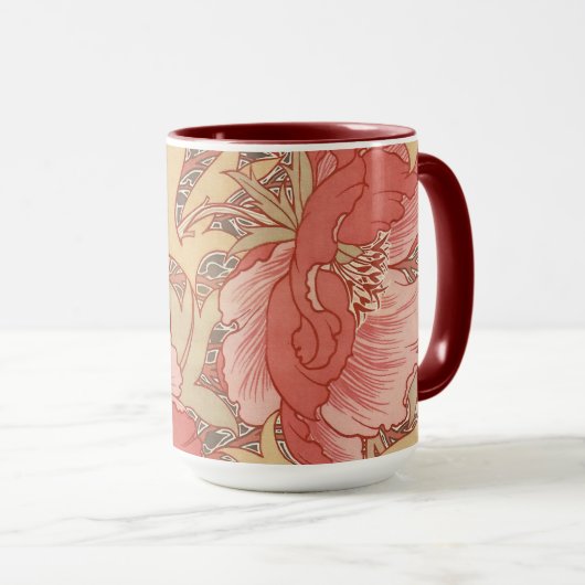 William Morris Poppies Floral Art Nouveau Pattern Mok (Voorkant rechts)