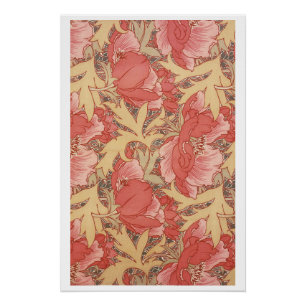 William Morris Poppies Floral Art Nouveau Pattern Perfect Poster