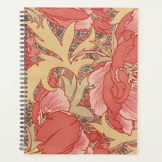 William Morris Poppies Floral Art Nouveau Pattern Planner (Voorkant)