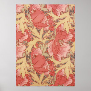 William Morris Poppies Floral Art Nouveau Pattern Poster