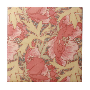 William Morris Poppies Floral Art Nouveau Pattern Tegeltje