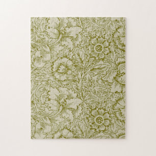 William Morris Poppy Classic Floral Green Legpuzzel