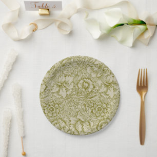 William Morris Poppy Classic Floral Green Papieren Bordje
