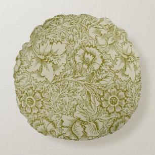 William Morris Poppy Classic Floral Green Rond Kussen