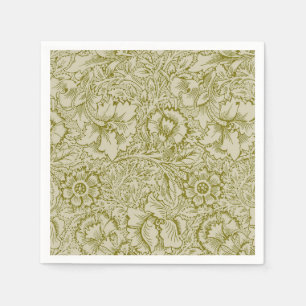 William Morris Poppy Classic Floral Green Servet