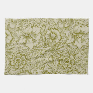 William Morris Poppy Classic Floral Green Theedoek