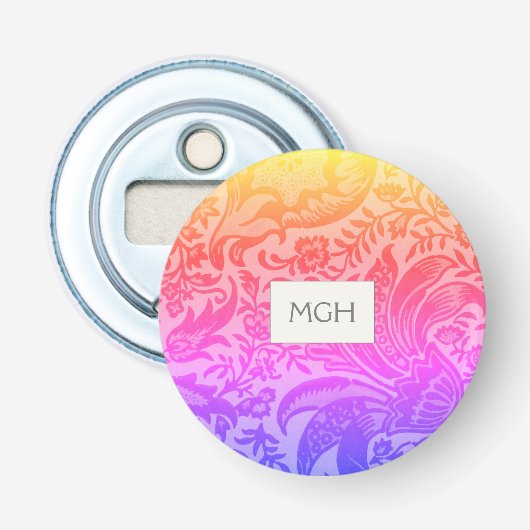  William Morris Rainbow Botanical Monogram Button Flesopener (Voorkant)