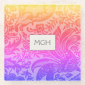  William Morris Rainbow Botanical Monogram Glazen Onderzetter (Voorkant)