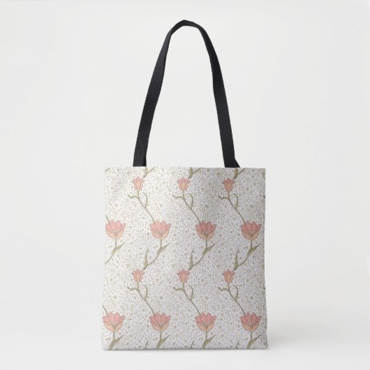 William Morris Red Garden Tulip Floral Pattern Draagtas (Voorkant)
