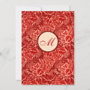 William Morris Red Leaves Wedding Invitation Kaart