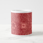 William Morris Red Marigold Pattern met Initiaal Extra Grote Beker (Voorkant)