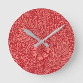 William Morris Red Marigold Pattern Ronde Klok (Voorkant)