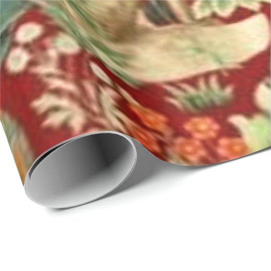 William Morris Red Pattern Forest Cadeaupapier (Rol Hoek)