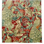 William Morris Red Pattern Forest Douchegordijn (Voorkant)