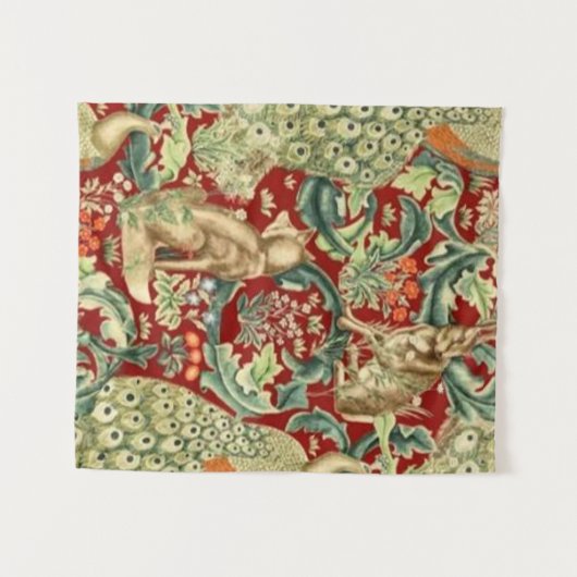 William Morris Red Pattern Forest Wandkleed (Voorkant (horizontaal))