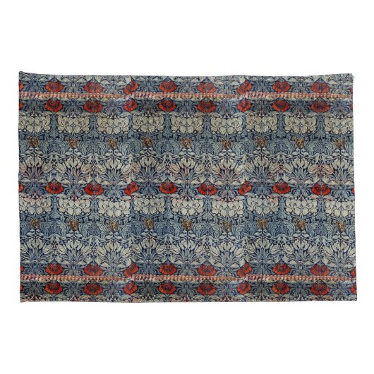 William Morris Rode Bloemen Tulp en Roos Kussensloop (Achterkant-Rechts)