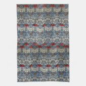 William Morris  Rode Bloemen Tulp en Roos Theedoek (Verticaal)