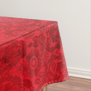 William Morris  rood gestempeld fluwelen patroon Tafelkleed