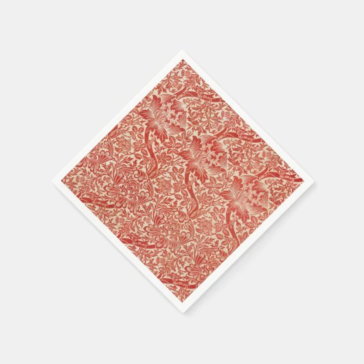 William Morris Roos & Distel Bloem Rood Servet (Hoek)