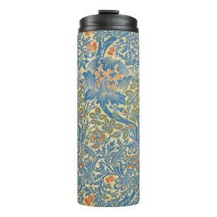 William Morris Roos en Distel Bloemmotief Blauw Thermosbeker