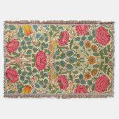 William Morris Roos Floral Chintz Pink Deken (Voorkant)