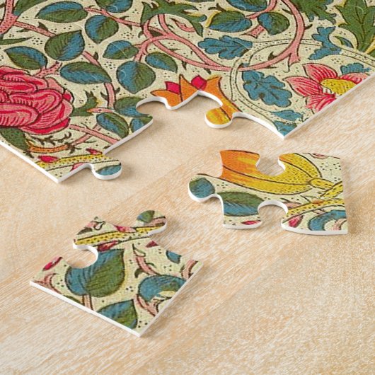 William Morris Roos Floral Chintz Pink Legpuzzel (Zijkant)