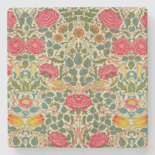William Morris Roos Floral Chintz Pink Stenen Onderzetter