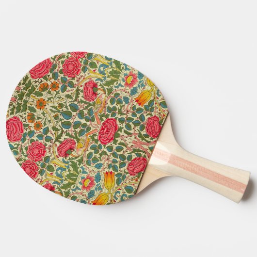 William Morris Roos Floral Chintz Pink Tafeltennisbatje (Zijkant)
