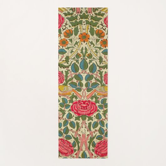 William Morris Roos Floral Chintz Pink Yogamat (Voorkant)