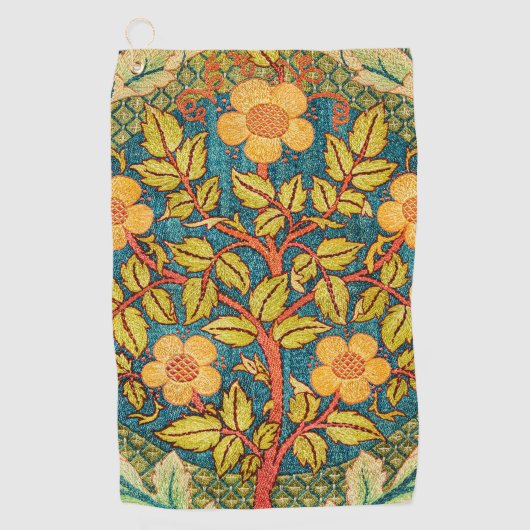 William Morris Roos Krans: Klassieke Kunst & Ambac Golfhanddoek (Voorkant)