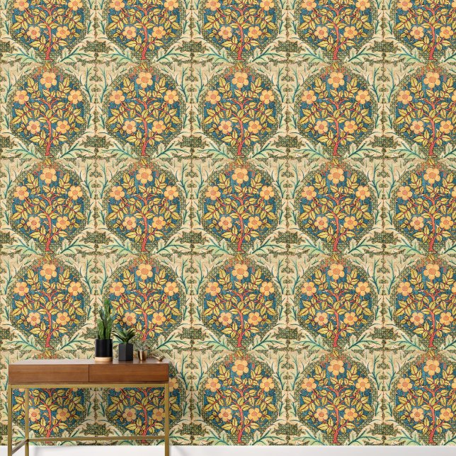William Morris Roos Krans Wallpaper Behang (Hal)