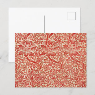William Morris Roos & Thistle Bloemen Rood Briefkaart