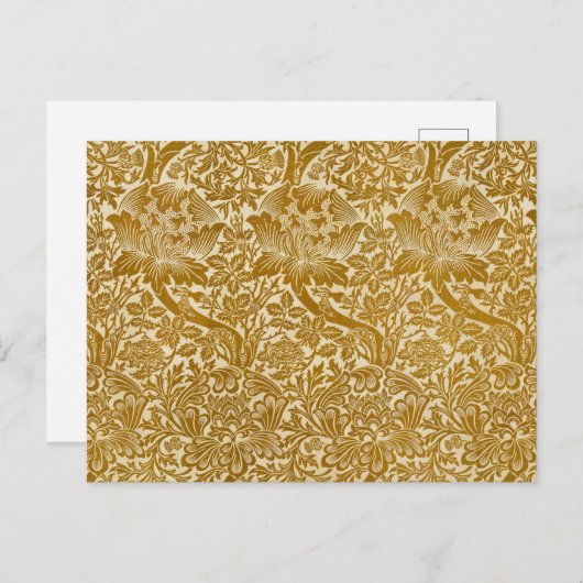 William Morris Roos & Thistle Floral Golden Briefkaart (Voorkant / Achterkant)