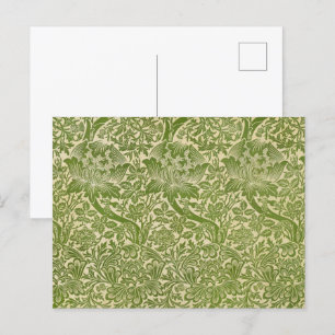 William Morris Roos & Thistle Floral Green Briefkaart