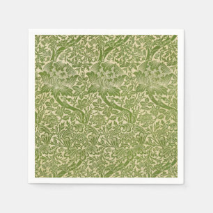 William Morris Roos & Thistle Floral Green Servet