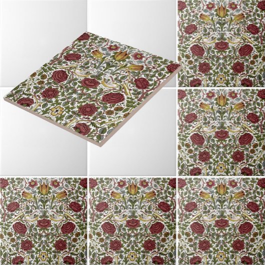William Morris  Roos & vogelpatroon Tegeltje