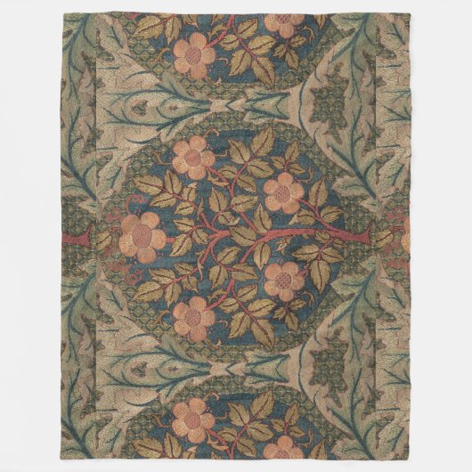 William Morris Roos Wreath  Flowering Roos Fleece Deken (Voorkant)