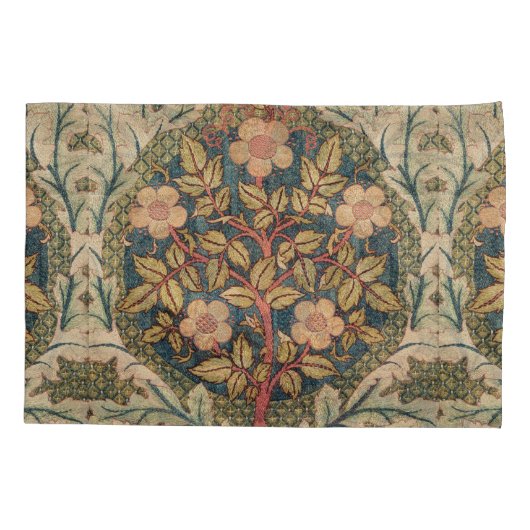 William Morris Roos Wreath Flowering Roos Kussensloop (Achterkant-Links)