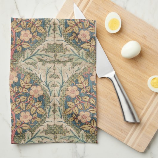 William Morris Roos Wreath Flowering Roos Theedoek (Quarter Fold)