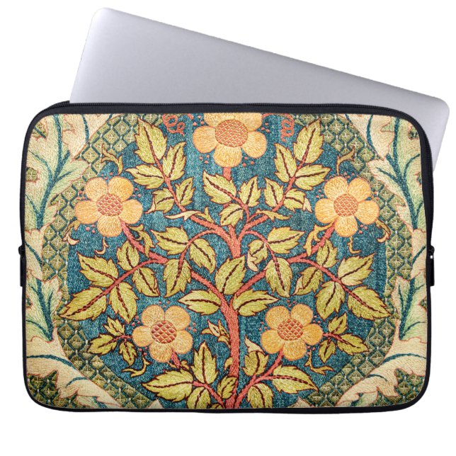 William Morris Roos Wreath Laptop Sleeve (Voorkant)