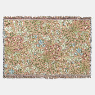 William Morris  roze blauw wit groen Deken