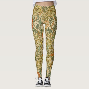 William Morris Roze Roos Rand Bloemstuk Kunst Leggings