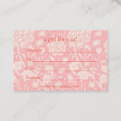 William Morris - Roze Wilde Tulips Gift Certificat Visitekaartje (Achterkant)