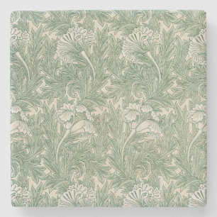 William Morris Saliegroen Tulp Patroon: Vintage Stenen Onderzetter